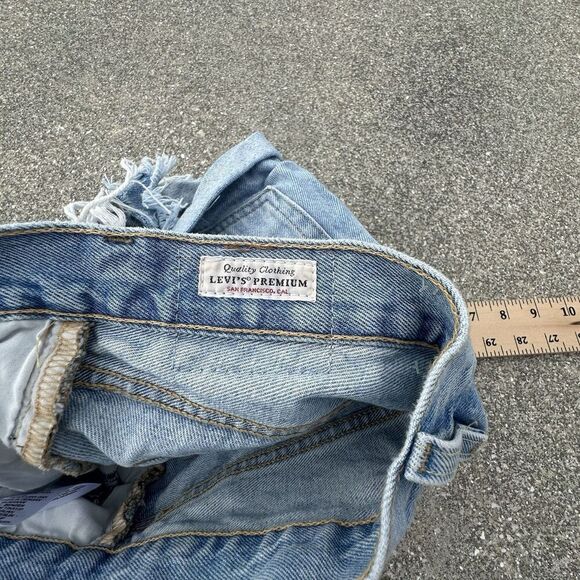 Levis 501 Premium Cut Off Jean Shorts Womens 26x3 Blue Button Fly Festival Denim - Picture 7 of 10